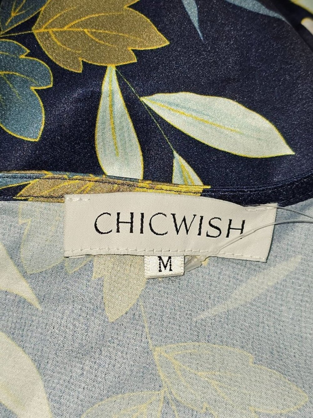 NWT Chicwich Women's Navy Floral Printed Bubble Sleves Frilling Dress Size M 432 - Picture 11 of 12